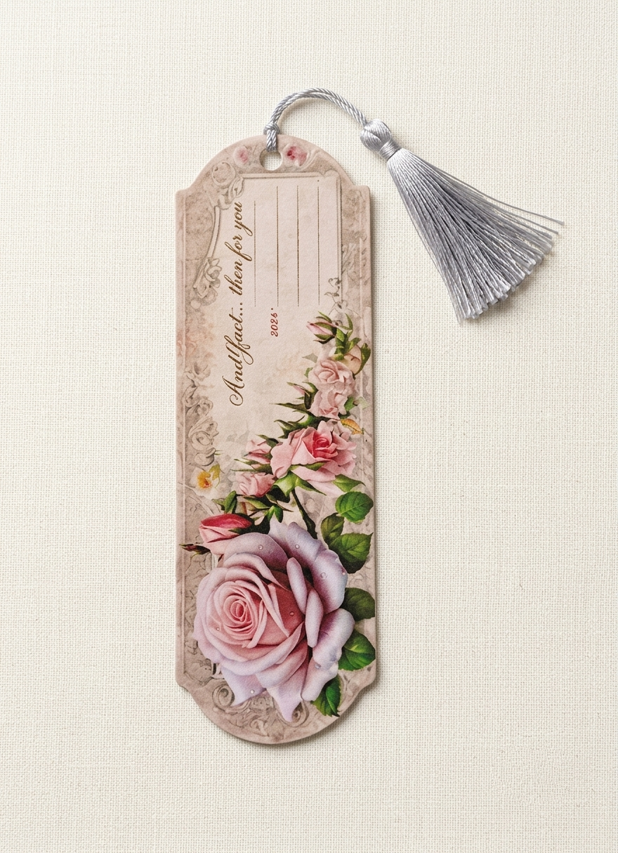 Vintage Floral Rose Bookmark